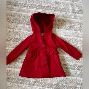 Isaac Mizrahi Bright Red Hooded Ruffle Raincoat for Girls 2t